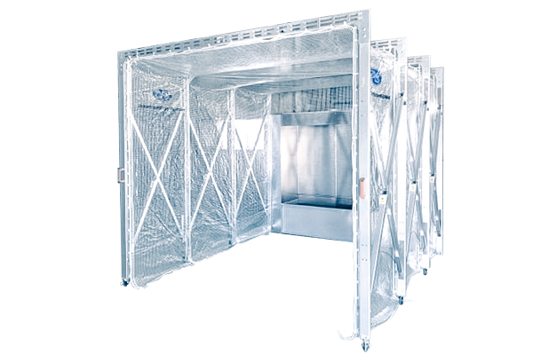 水洗式塗装ブースとジャバラフード